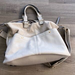Moda Luxe Cream and Tan Tote Bag